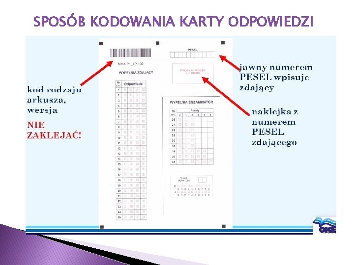 SPOSÓB KODOWANIA KARTY ODPOWIEDZI 