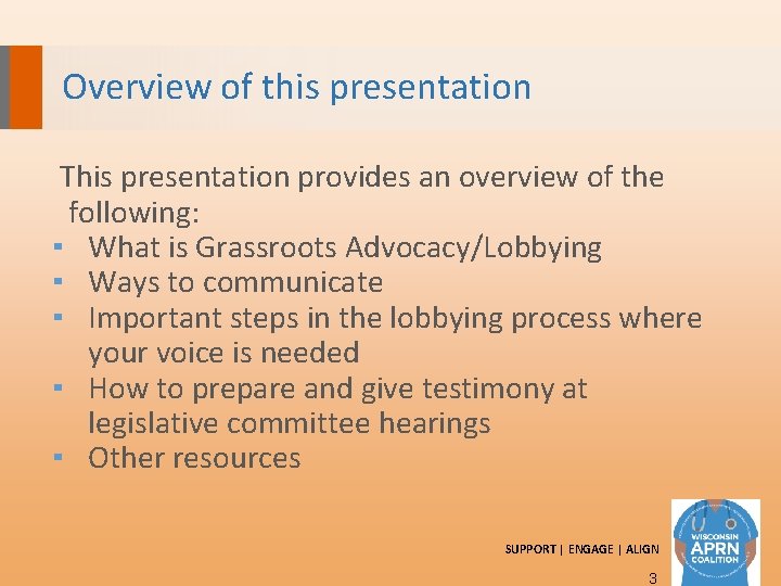 Overview of this presentation This presentation provides an overview of the following: ▪ What