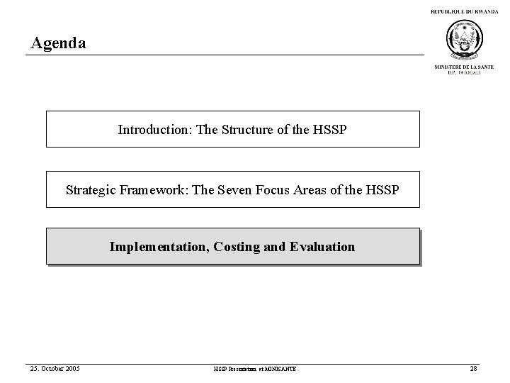 Agenda Introduction: The Structure of the HSSP Strategic Framework: The Seven Focus Areas of
