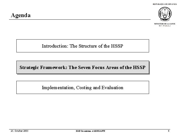 Agenda Introduction: The Structure of the HSSP Strategic Framework: The Seven Focus Areas of