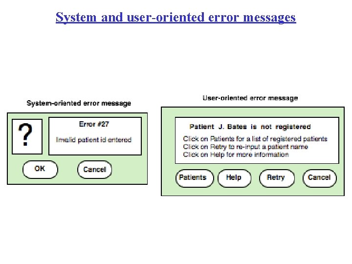 System and user-oriented error messages 