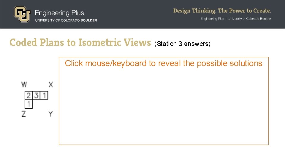 Coded Plans to Isometric Views (Station 3 answers) Click mouse/keyboard to reveal the possible