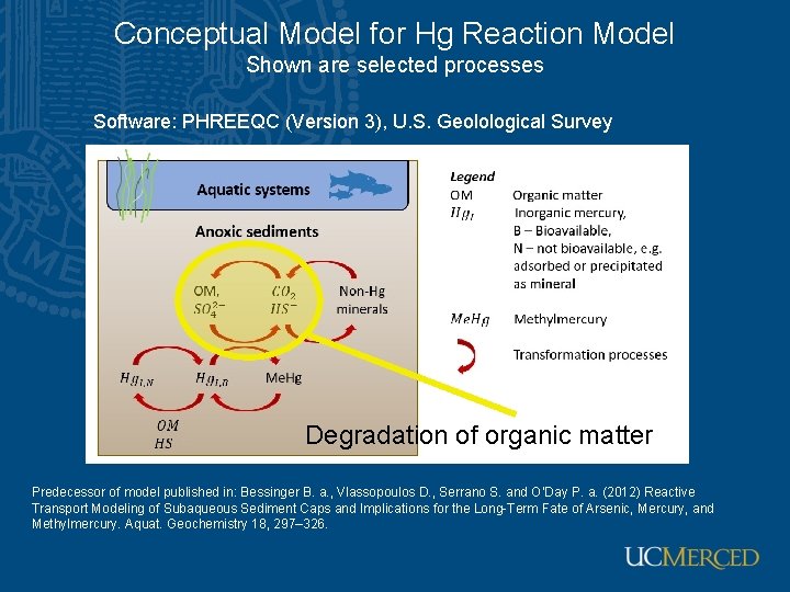 Conceptual Model for Hg Reaction Model Shown are selected processes Software: PHREEQC (Version 3),