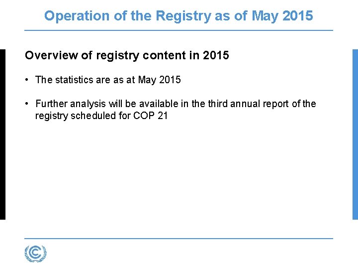 Operation of the Registry as of May 2015 Overview of registry content in 2015