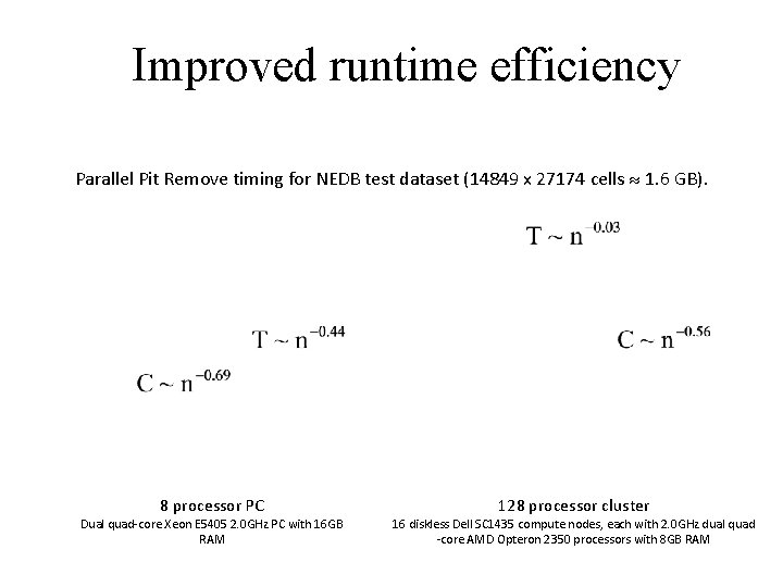 Improved runtime efficiency Parallel Pit Remove timing for NEDB test dataset (14849 x 27174