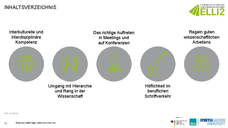 INHALTSVERZEICHNIS Interkulturelle und interdisziplinäre Kompetenz Umgang mit Hierarchie und Rang in der Wissenschaft Bild: