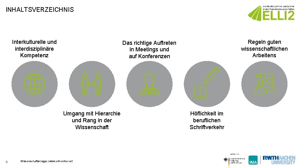 INHALTSVERZEICHNIS Interkulturelle und interdisziplinäre Kompetenz Umgang mit Hierarchie und Rang in der Wissenschaft 8