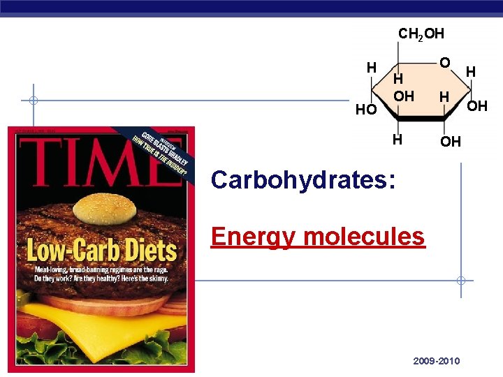 CH 2 OH H HO O H OH H H OH Carbohydrates: Energy molecules