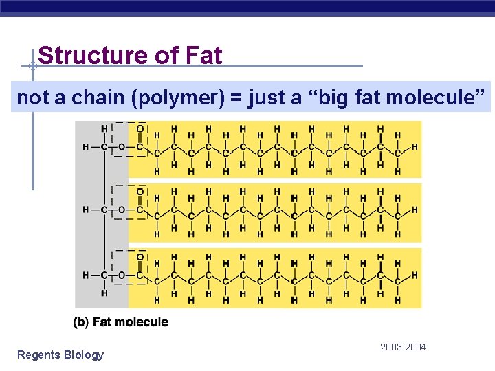 Structure of Fat not a chain (polymer) = just a “big fat molecule” Regents