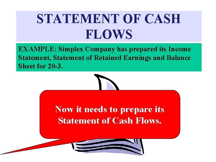 STATEMENT OF CASH FLOWS EXAMPLE: Simplex Company has prepared its Income Statement, Statement of