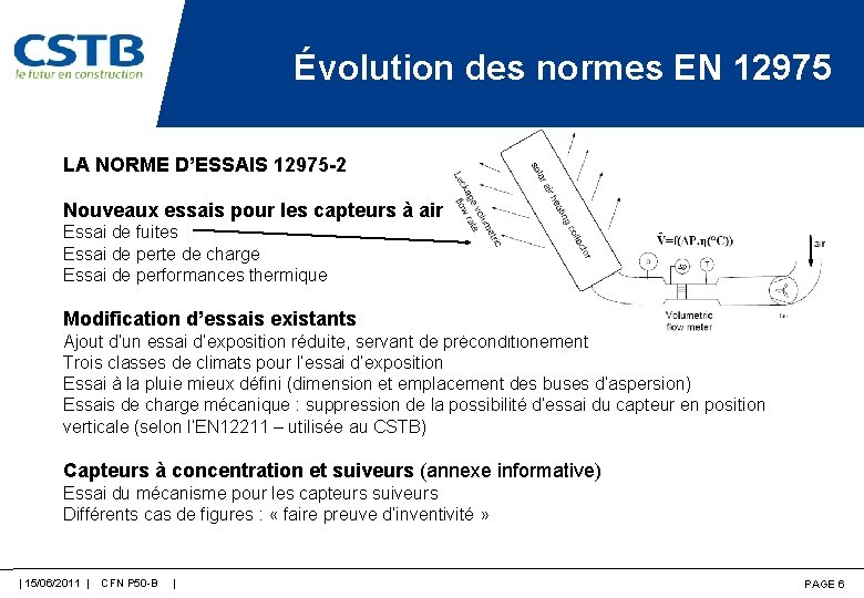 Évolution des normes EN 12975 LA NORME D’ESSAIS 12975 -2 Nouveaux essais pour les
