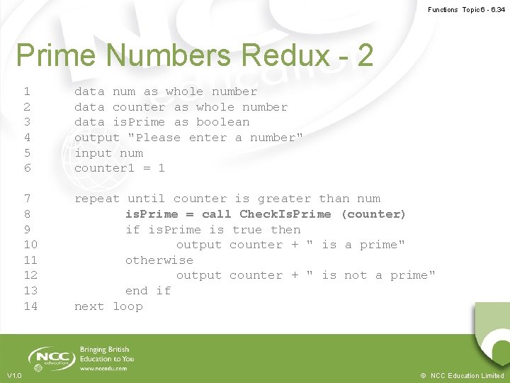 Functions Topic 6 - 6. 34 Prime Numbers Redux - 2 V 1. 0