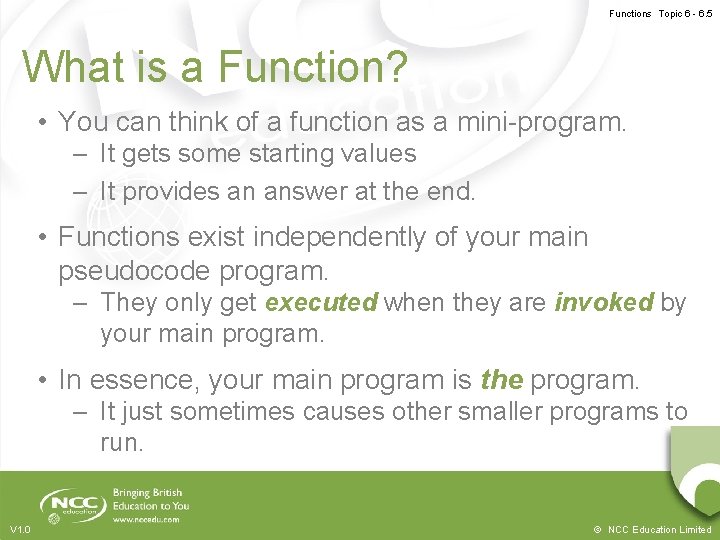 Functions Topic 6 - 6. 5 What is a Function? • You can think