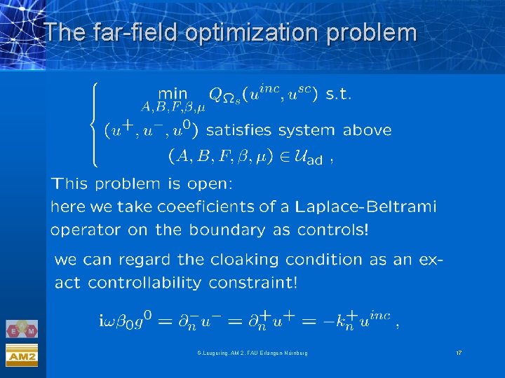 The far-field optimization problem G. Leugering, AM 2, FAU Erlangen-Nürnberg 17 The far-field optimization problem G. Leugering, AM 2, FAU Erlangen-Nürnberg 17