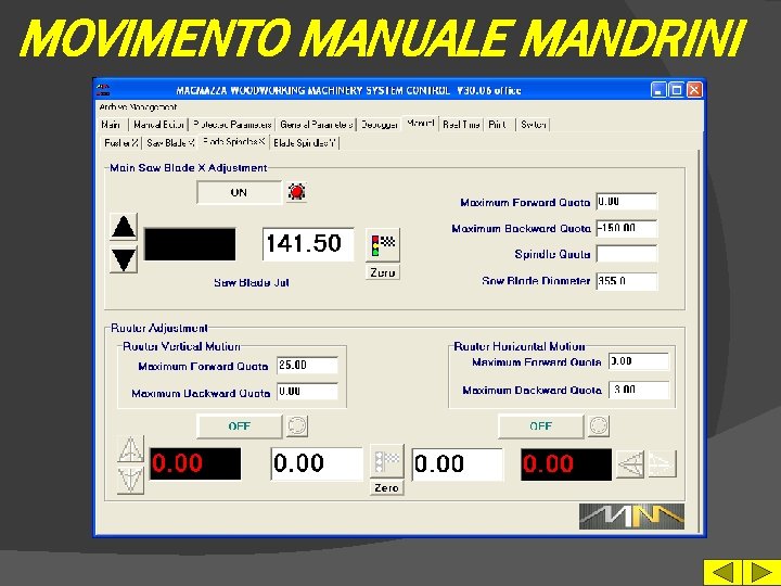 MOVIMENTO MANUALE MANDRINI 