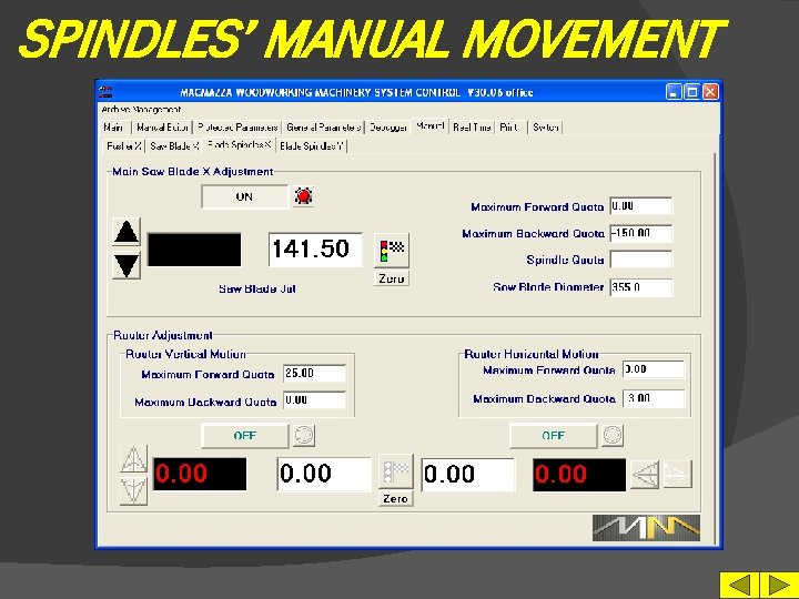 SPINDLES’ MANUAL MOVEMENT 