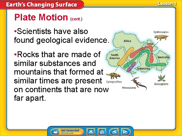 Plate Motion (cont. ) • Scientists have also found geological evidence. • Rocks that