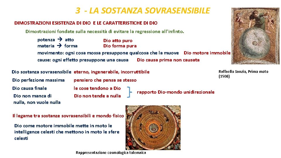 3 - LA SOSTANZA SOVRASENSIBILE DIMOSTRAZIONI ESISTENZA DI DIO E LE CARATTERISTICHE DI DIO