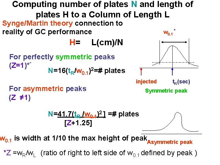 Computing number of plates N and length of plates H to a Column of