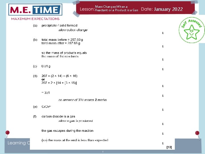 Mass Changes When a Reactant or a Product is a Gas January 2022 