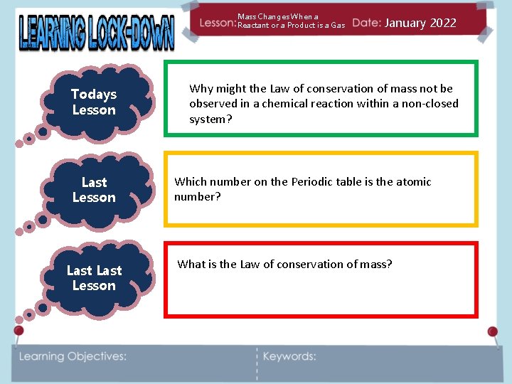 Mass Changes When a Reactant or a Product is a Gas Todays Lesson Last