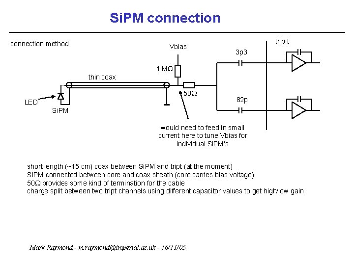 Si. PM connection method Vbias trip-t 3 p 3 1 MW thin coax 50