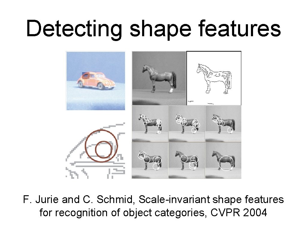 Detecting shape features F. Jurie and C. Schmid, Scale-invariant shape features for recognition of Detecting shape features F. Jurie and C. Schmid, Scale-invariant shape features for recognition of