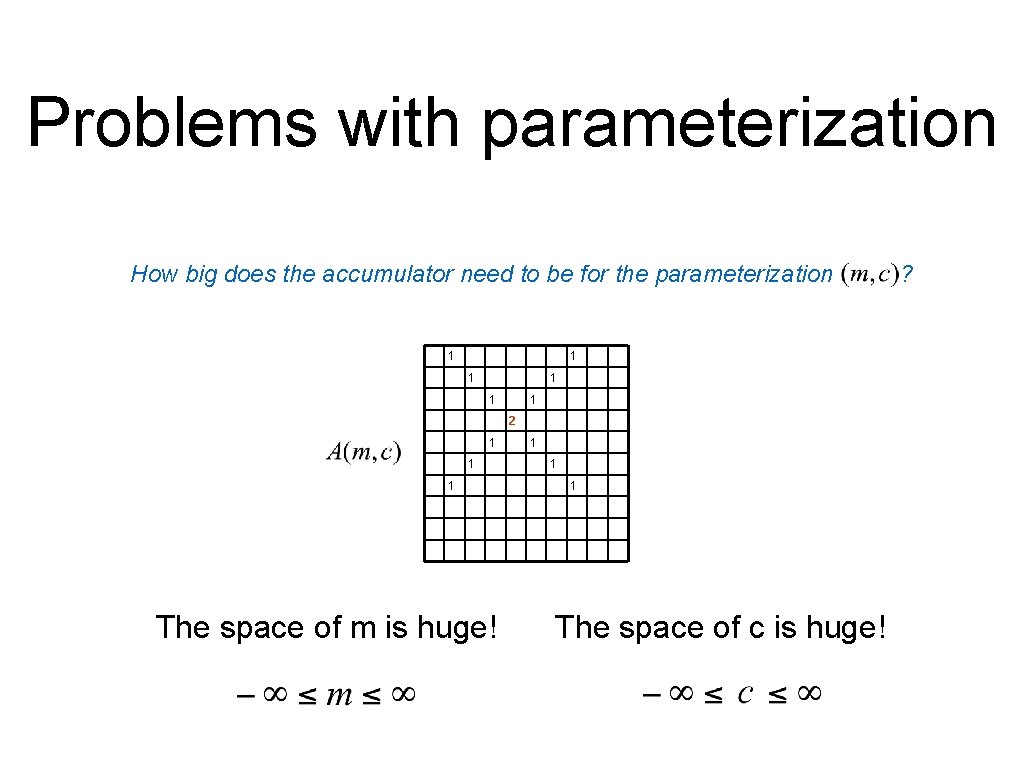 Problems with parameterization How big does the accumulator need to be for the parameterization Problems with parameterization How big does the accumulator need to be for the parameterization