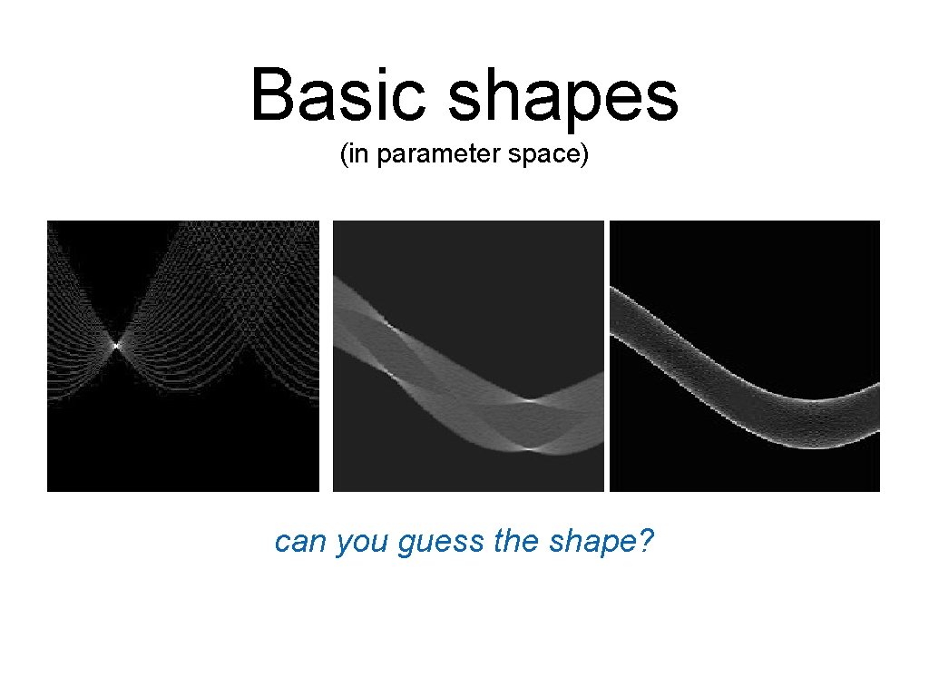 Basic shapes (in parameter space) can you guess the shape? Basic shapes (in parameter space) can you guess the shape?
