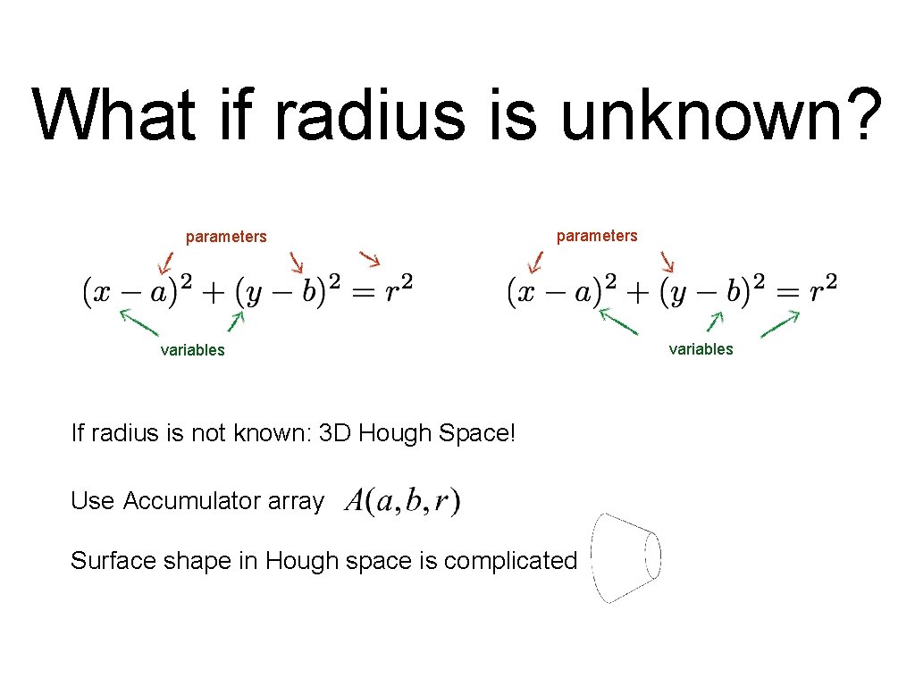What if radius is unknown? parameters variables If radius is not known: 3 D What if radius is unknown? parameters variables If radius is not known: 3 D
