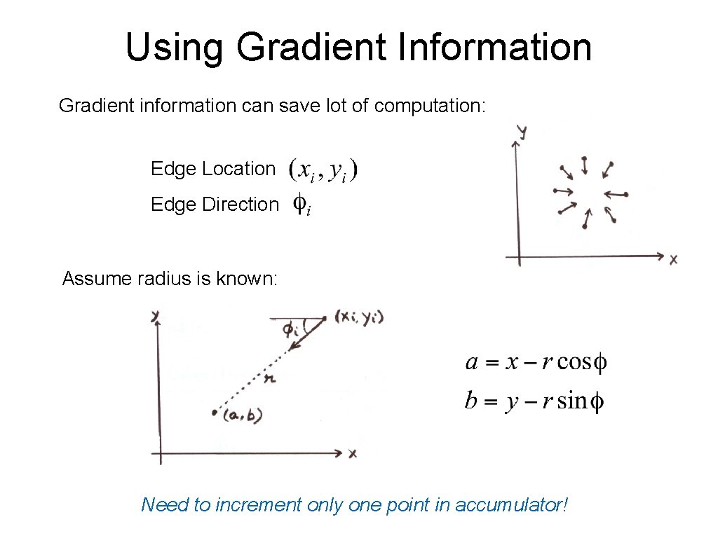 Using Gradient Information Gradient information can save lot of computation: Edge Location Edge Direction Using Gradient Information Gradient information can save lot of computation: Edge Location Edge Direction