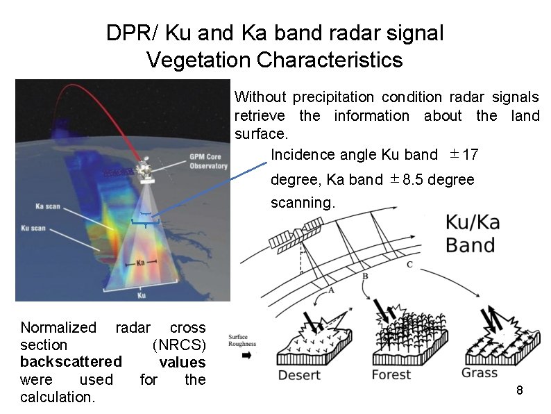 DPR/ Ku and Ka band radar signal Vegetation Characteristics Without precipitation condition radar signals
