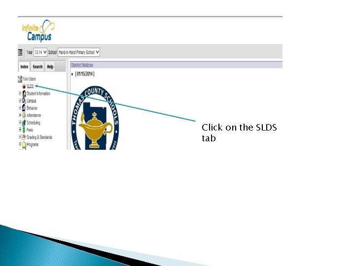 Click on the SLDS tab 