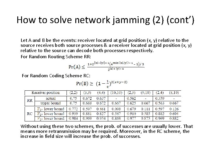 How to solve network jamming (2) (cont’) Let A and B be the events: