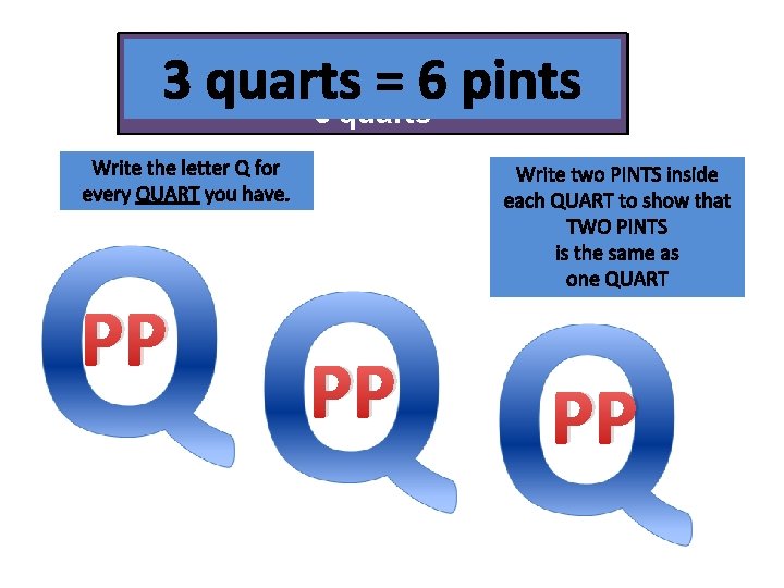 3 quarts = 6 pints how many pints are equivalent to 3 quarts Write