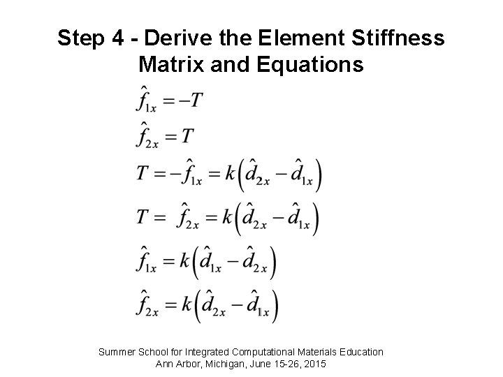 Step 4 - Derive the Element Stiffness Matrix and Equations Summer School for Integrated