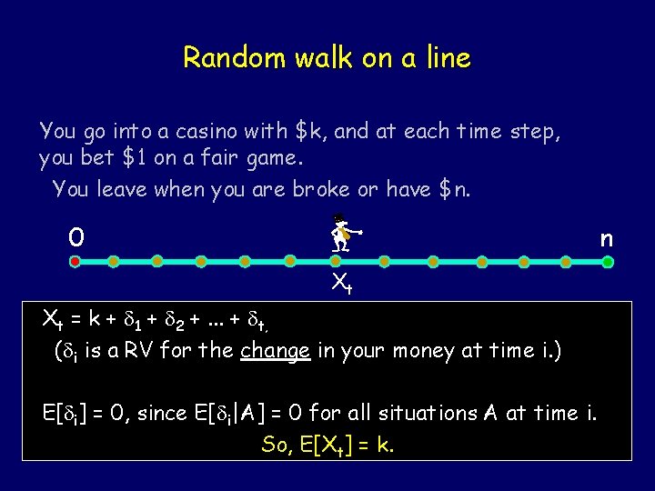 Random walk on a line You go into a casino with $k, and at