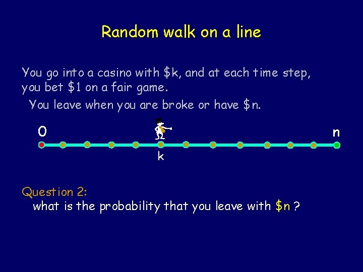 Random walk on a line You go into a casino with $k, and at