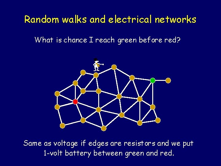 Random walks and electrical networks What is chance I reach green before red? -