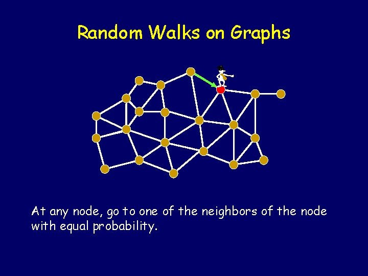 Random Walks on Graphs - At any node, go to one of the neighbors