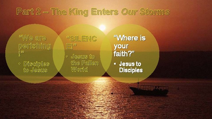 Part 2 – The King Enters Our Storms “We are perishing !” • Disciples