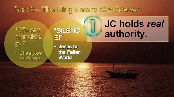 Part 2 – The King Enters Our Storms “We are perishin g!” • Disciples