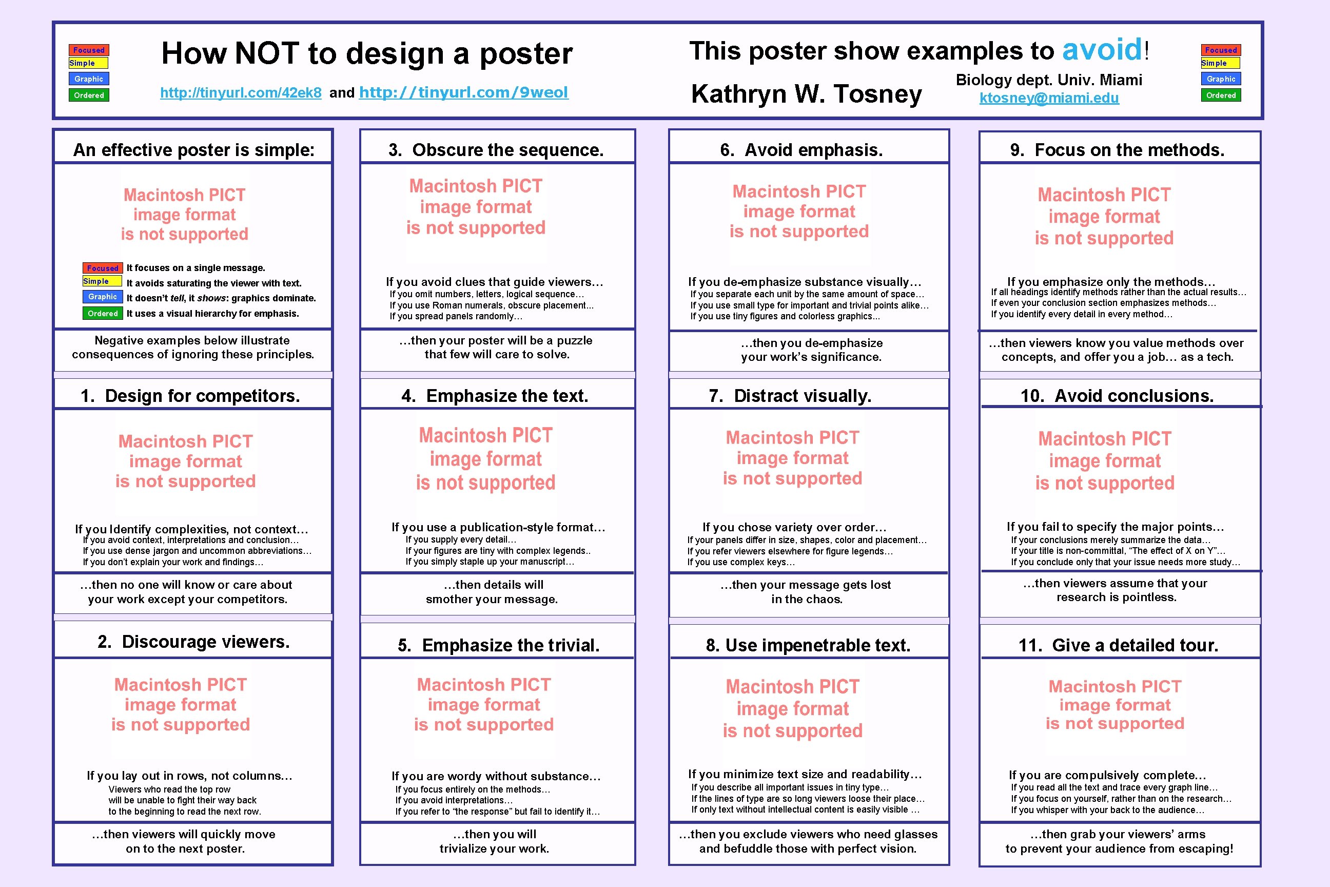 How NOT to design a poster Focused Simple