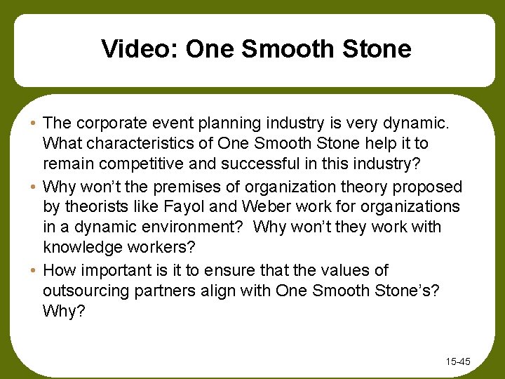 Video: One Smooth Stone • The corporate event planning industry is very dynamic. What