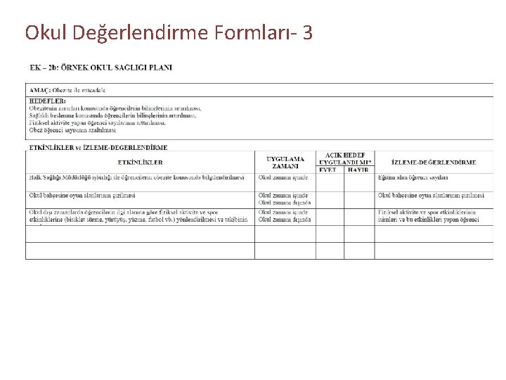 Okul Değerlendirme Formları- 3 