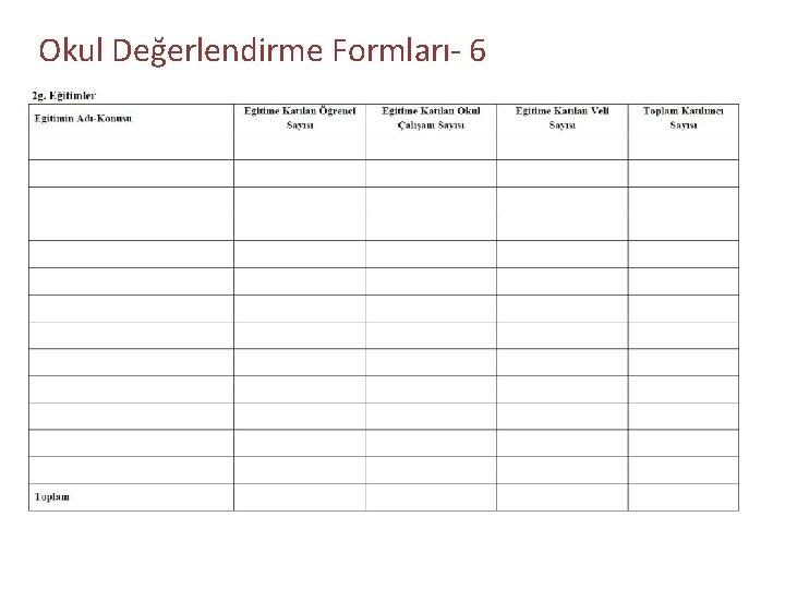 Okul Değerlendirme Formları- 6 