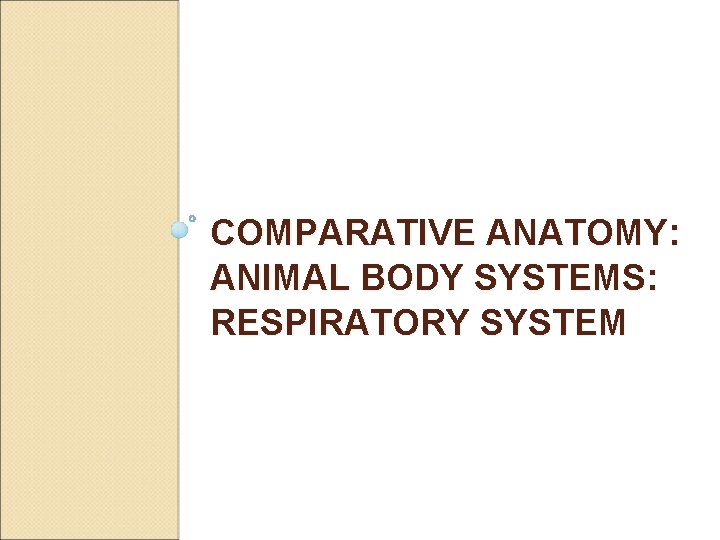 COMPARATIVE ANATOMY: ANIMAL BODY SYSTEMS: RESPIRATORY SYSTEM 