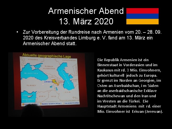 Armenischer Abend 13. März 2020 • Zur Vorbereitung der Rundreise nach Armenien vom 20.