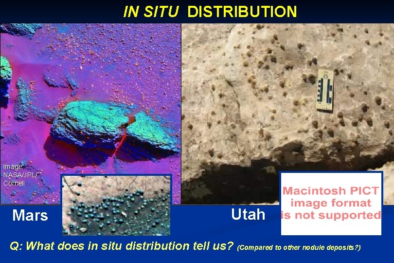 IN SITU DISTRIBUTION image: NASA/JPL/ Cornell Mars Utah Q: What does in situ distribution