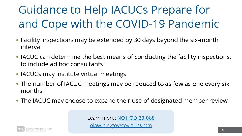 Guidance to Help IACUCs Prepare for and Cope with the COVID-19 Pandemic • Facility